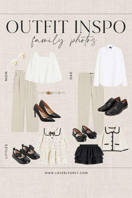 Loverly Grey spring family photo outfit ideas. I love these little black and white dresses and pearl detail earrings. 

#LTKSeasonal #LTKstyletip #LTKfamily