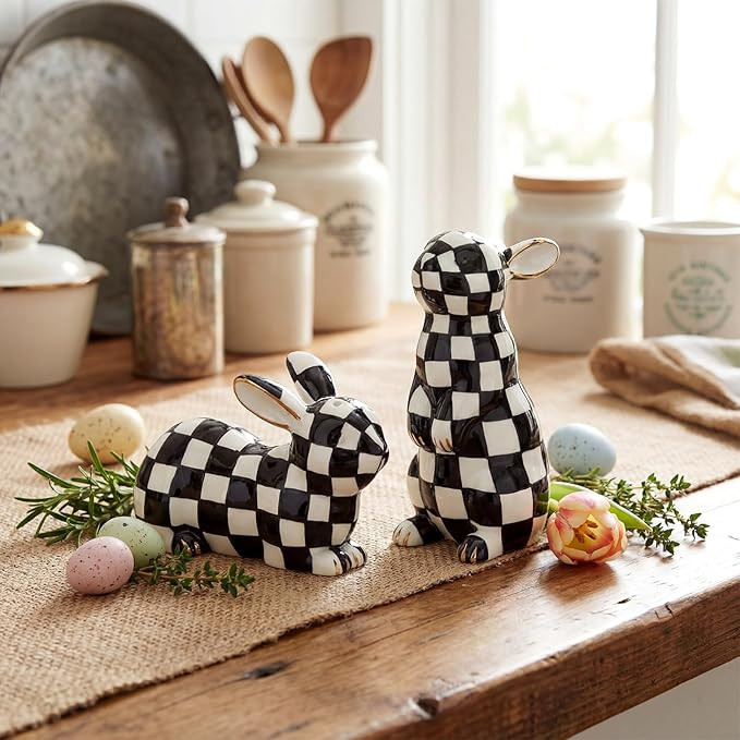 Weysat 2 Pcs Bunny Salt and Pepper Shaker Set Easter Fine Ceramic Bunny Salt and Pepper Holders C... | Amazon (US)