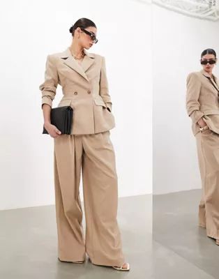 ASOS EDITION nipped in blazer with spiral trim back detail & wide leg pants in | ASOS (Global)