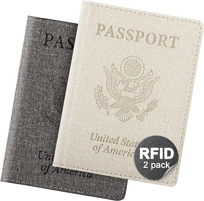 2 Pack Unisex Adult Faux Leather Passport Holder,Honeymoon Gifts,Travel Essentials-Rfid Blocking,... | Amazon (US)
