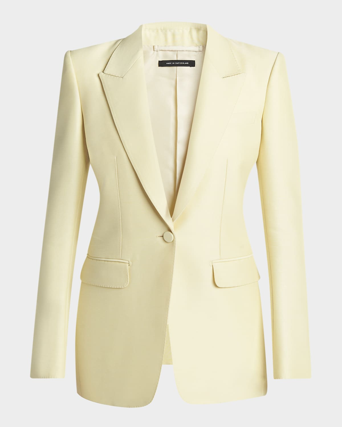Wool Silk Single-Breasted Jacket | Neiman Marcus