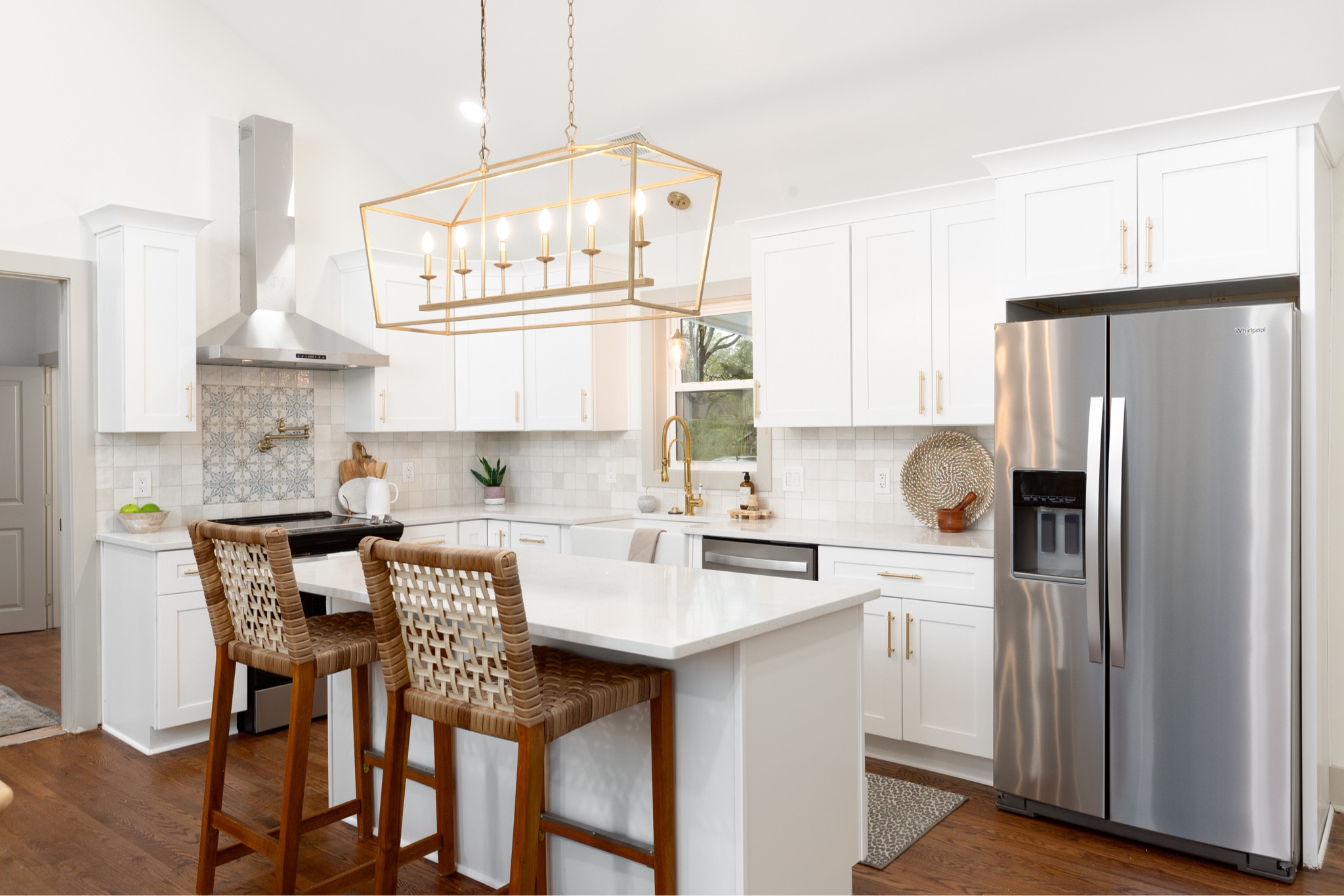 Kitchen remodel

Appliances
stove
Dishwasher 
Fridge 
Light 
Island
Bar stools 

#LTKSale #LTKstyletip #LTKhome