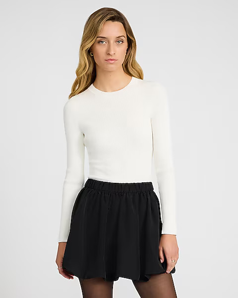 Silky Elastic Waist Bubble Hem Mini Skirt | Express