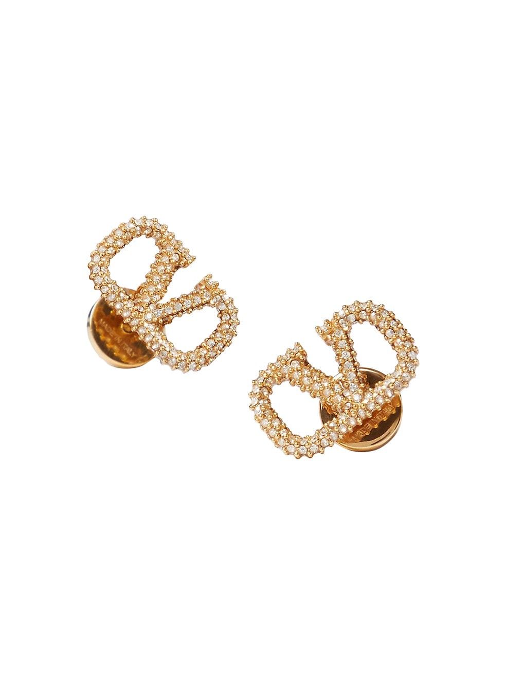 VLogo Crystal-Embellished Goldtone Earrings | Saks Fifth Avenue
