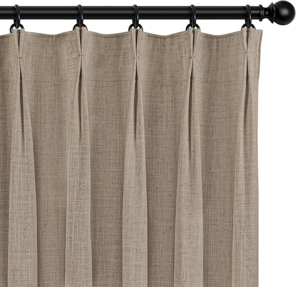 INOVADAY 100% Blackout Curtains for Bedroom, Pinch Pleated Linen Blackout Curtains 84 Inch Length... | Amazon (US)