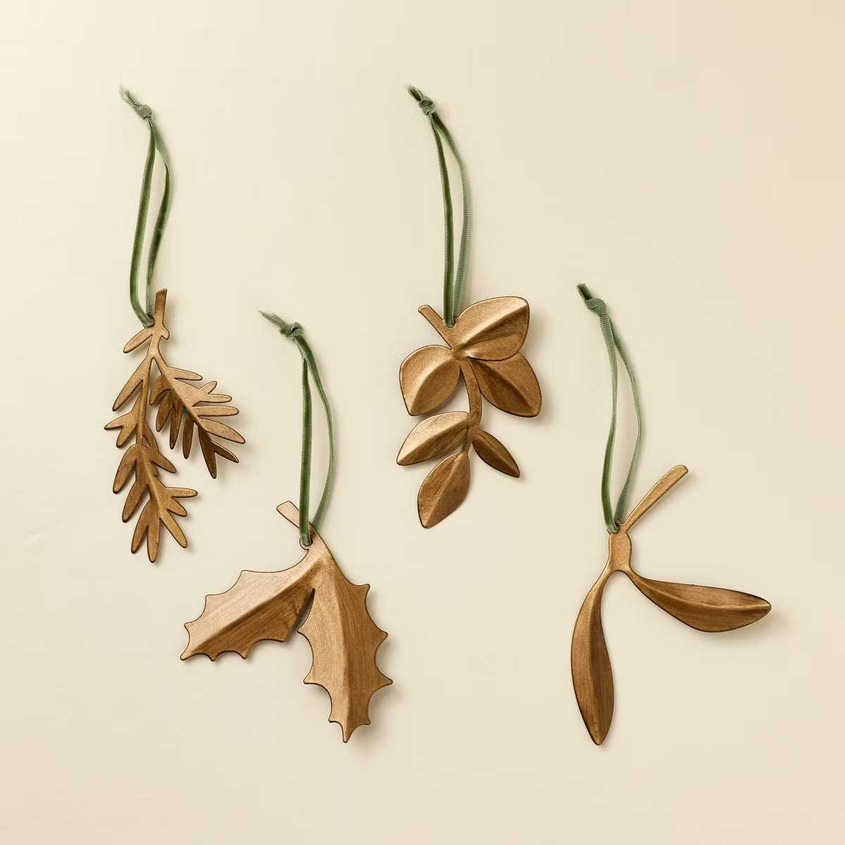 Antique Brass Leaf Christmas Tree Ornaments (Set of 4) - Hearth & Hand™ with Magnolia | Target