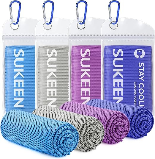 Sukeen 4 Pack Cooling Towel (40"x12"),Ice Towel,Soft Breathable Chilly Towel,Microfiber Towel for... | Amazon (US)