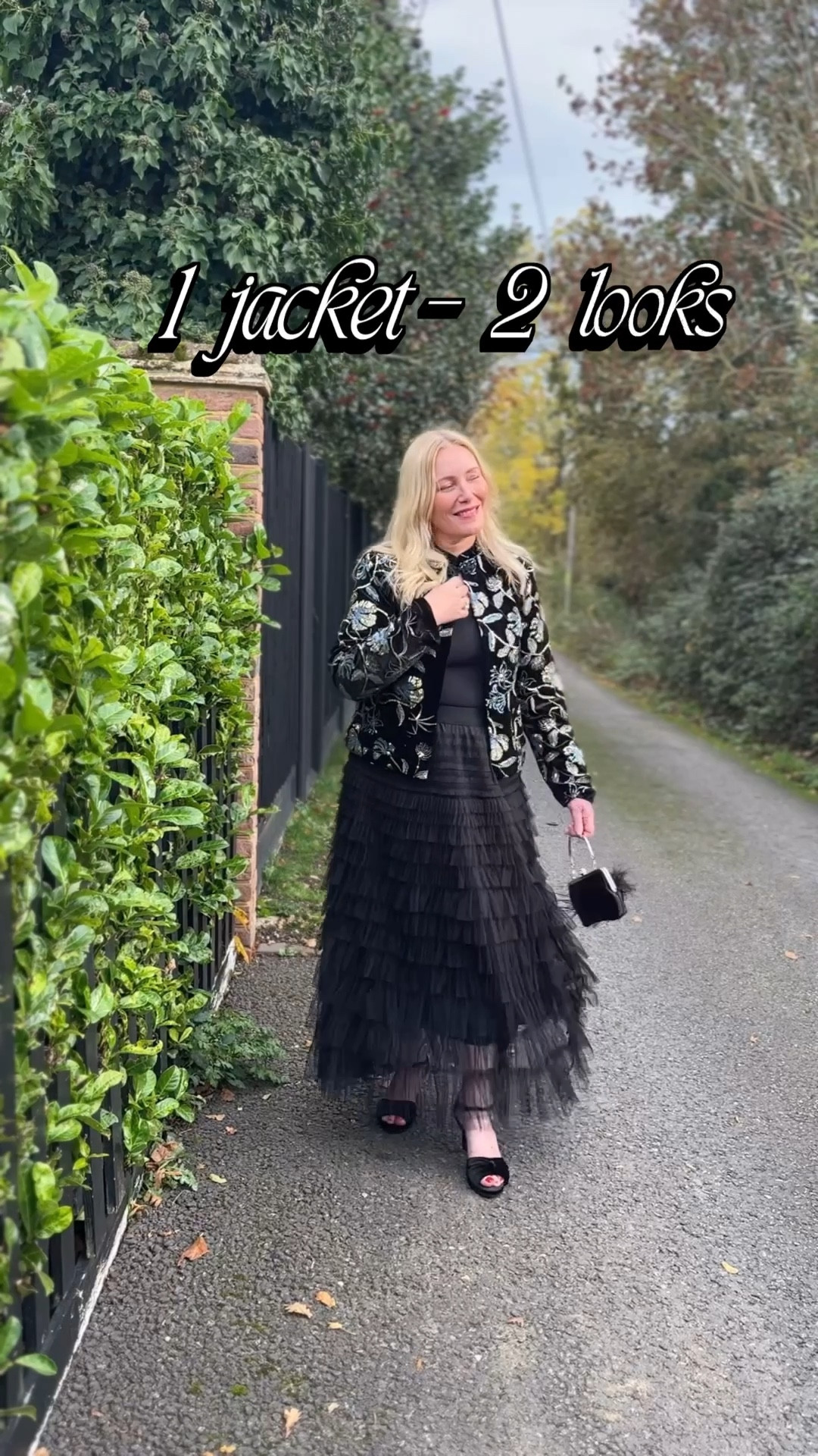 1 jacket - two looks 

Sadie boutique embroidered jacket 
Make an entrance this party season whether you pair it with a tulle skirt or jeans, it’s definitely a statement piece crafted from luxe velour fabric, with the prettiest sequin & embroidery detail.
Comes in sizes 6 to 18 and also has a matching skirt available.

I’m also wearing the Claudia bow blouse with removable bow and cami, and the Penelope Tulle tiered skirt, which is fully lined and has an elasticated waist approx length 90cm for reference I’m 5ft 4 

Footwear 
Night glamour velvet shoes 
Smart ride leather ankle boot 

All items from Joe Browns except Jeans 



#joebrowns #joebrownsclothing #partyseason #embroidered #beingmewithjb #jacketseason

#LTKfestive #LTKuk #LTKpartywear