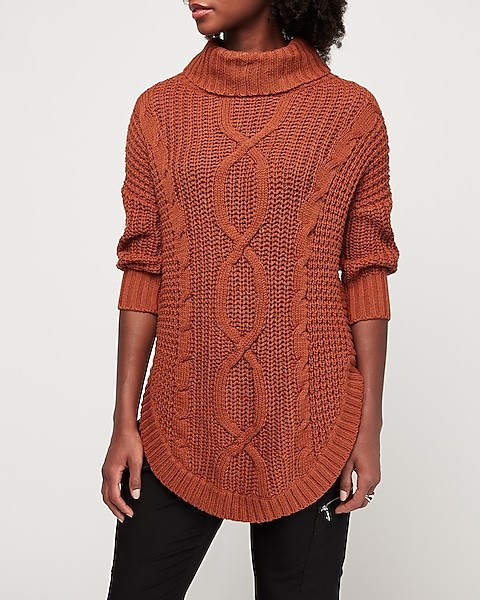 cowl neck cable knit sweater | Express