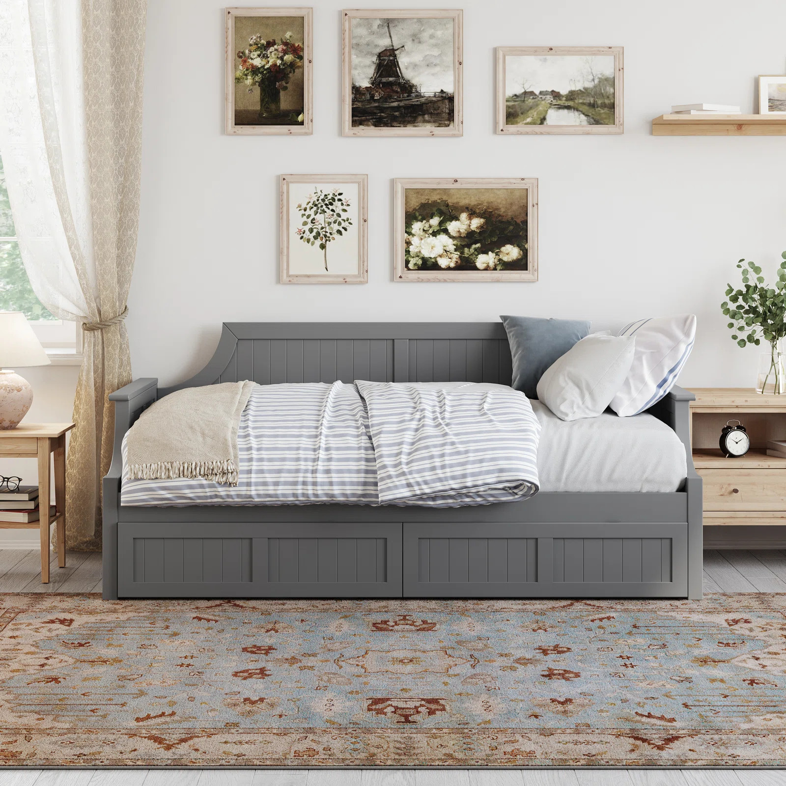 Antavious Coastal Cottage Solid Wood Twin Daybed with Storage Drawers | Birch Lane