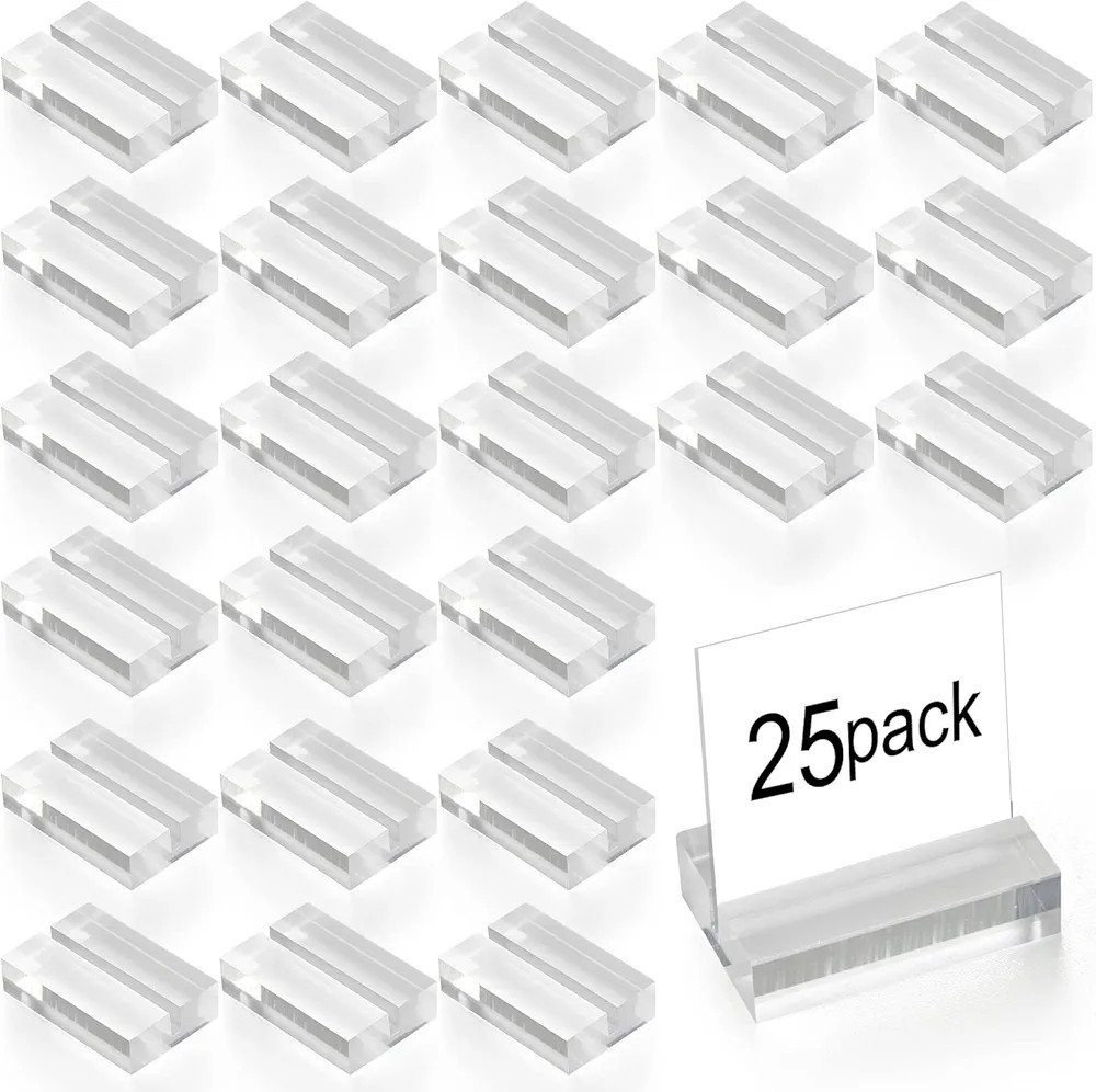 TAIFAM 25 Pack Acrylic Place Card Holders, 1.2" Acrylic Name Card Holder with Card Slot for Weddi... | Amazon (US)