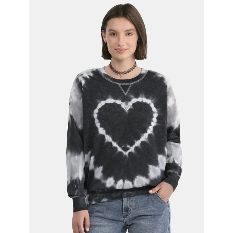 No Boundaries Washed Crewneck Sweatshirt, Lightweight, Women's and Women’s Plus - Walmart.com | Walmart (US)