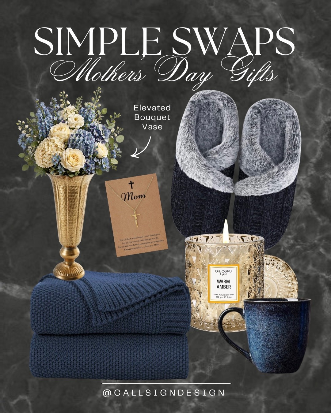 Carefully curated Mother’s Day gifts with a dark and moody twist that feel thoughtful and indulgent. A richly scented candle, cozy slippers, a deep toned throw blanket, and little touches that feel intimate, warm, and beautifully intentional. 🖤✨ 

#MothersDay #DarkAndMoody #GiftGuide #CozyGifts #ThoughtfulGifting #TimelessStyle #HomeDecor #callsigndesign