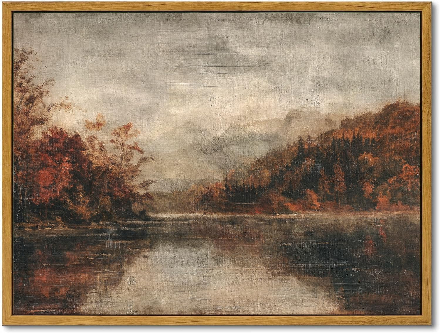 KBKBART Vintage Framed Wall Art for Living Room Fall Lake Forest Paintings | Amazon (US)