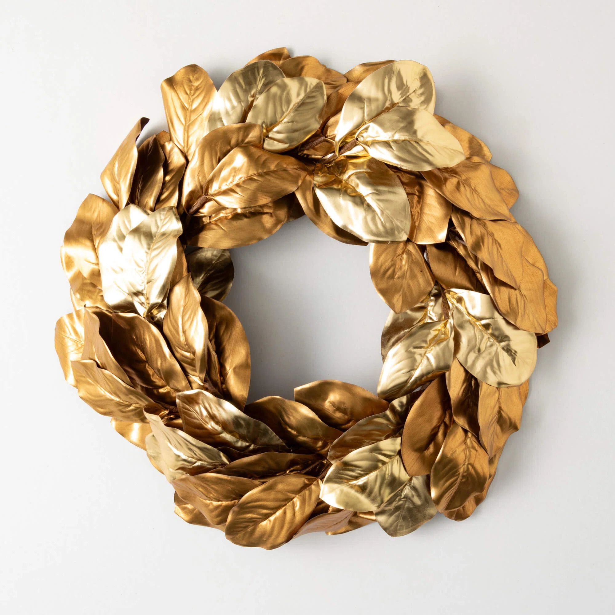 24" Artificial Metallic Gold Magnolia Christmas Wreath, Gold | Wayfair North America