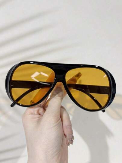 FM  1PC New Vintage Design Oversized Square Fashion Glasses, High-End Street Style Party Festival... | SHEIN