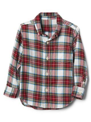 Gap Baby Plaid Flannel Button-Down Shirt Chalk Size 12-18 M | Gap US