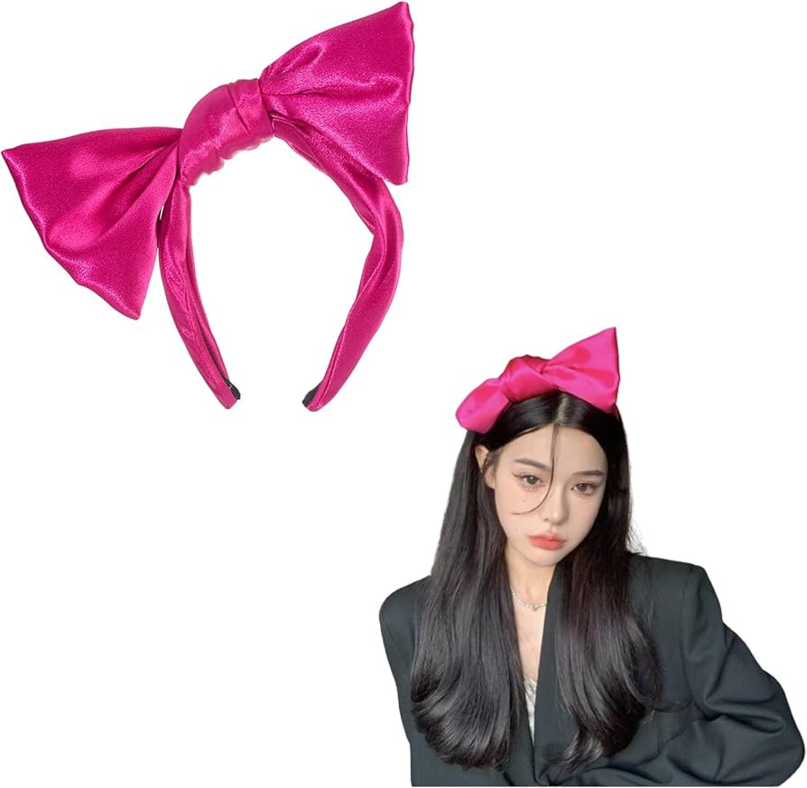 Hot Pink Bow Headbands for Women, Cute Bowknot Headband, Y2k Rose Bow Knotted Hairbands Fashion H... | Amazon (US)