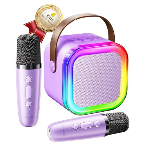 Kinglucky Mini Karaoke Machine for Kids & Girls Age 3–12, 2025 Top Christmas & Birthday Gift for 3–12 Year Old Girls Gift, Kids' Personal Video Players Accessories with 2 Wireless Microphones – Purple | Amazon (US)
