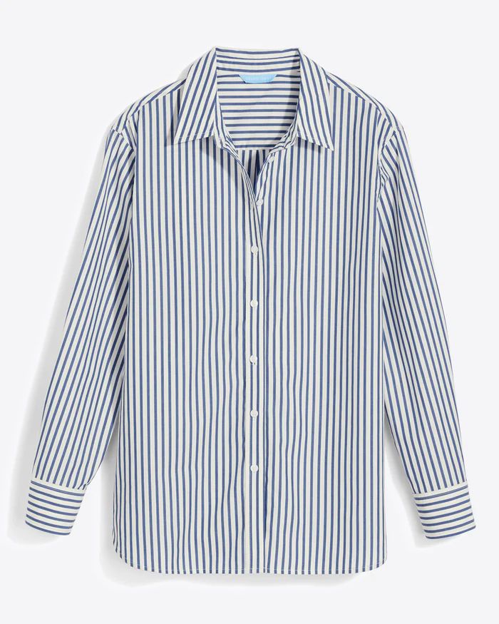 Button Down Top in Blue Shirting Stripe | Draper James (US)