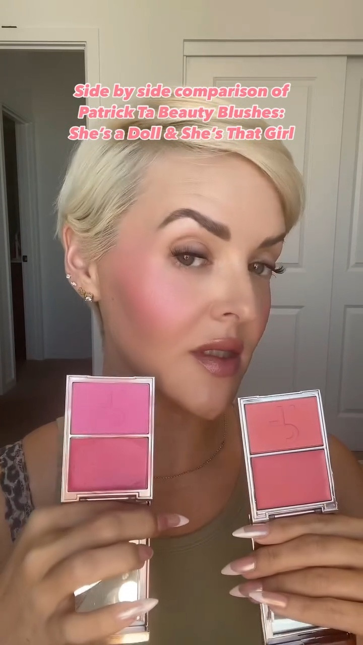 Side my side color comparison of the blush shades She’s a Doll and She’s That girl from @patricktabeauty for those of you that are asking 🫶🏻💖 I got both mine from @sephora 

#favoriteblush #blush #patricktabeauty #patricktablush #sephora #sephorafinds