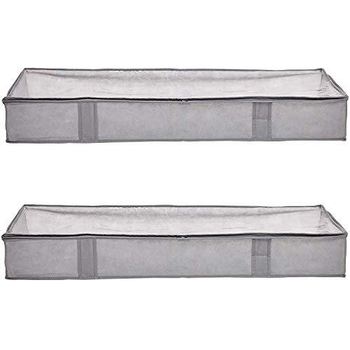 Amazon Basics Under Bed Fabric Storage Container Bags with Window and Handles - 2-Pack, 18 x 42 x... | Amazon (US)