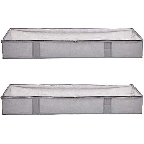 Amazon Basics Under Bed Fabric Storage Container Bags with Window and Handles - 2-Pack, 18 x 42 x... | Amazon (US)