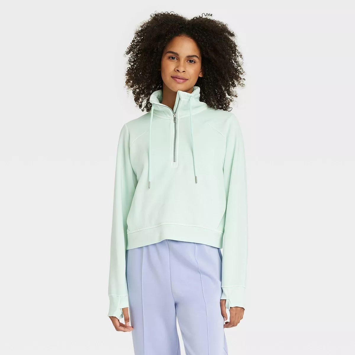 Women's Fleece Half Zip Pullover - All In Motion™ Mint S | Target
