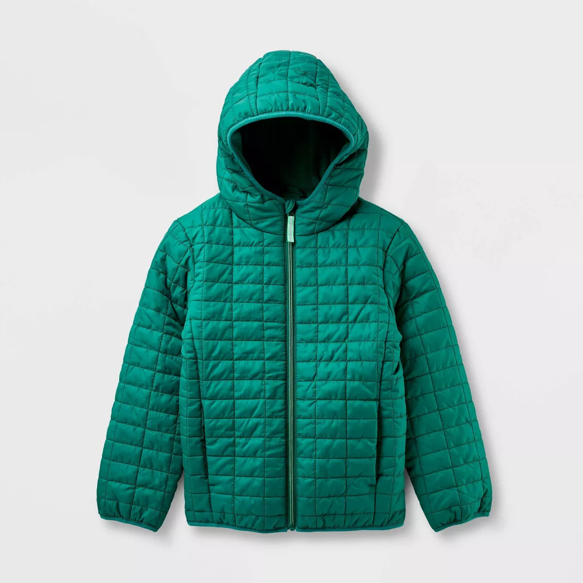 Kids' Hooded Puffer Jacket - Cat & Jack™ Dark Green M | Target