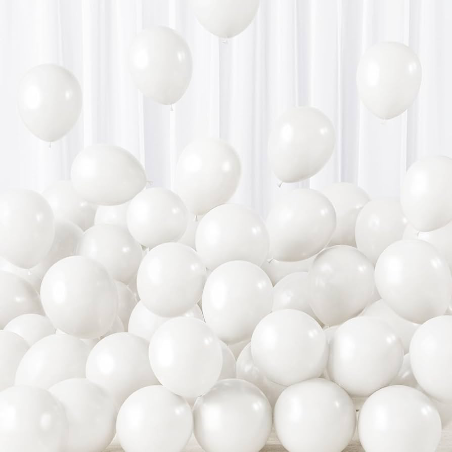 RUBFAC 5 Inch 120pcs White Latex Party Balloons, Thicker White Balloons for Birthday Wedding Baby... | Amazon (US)