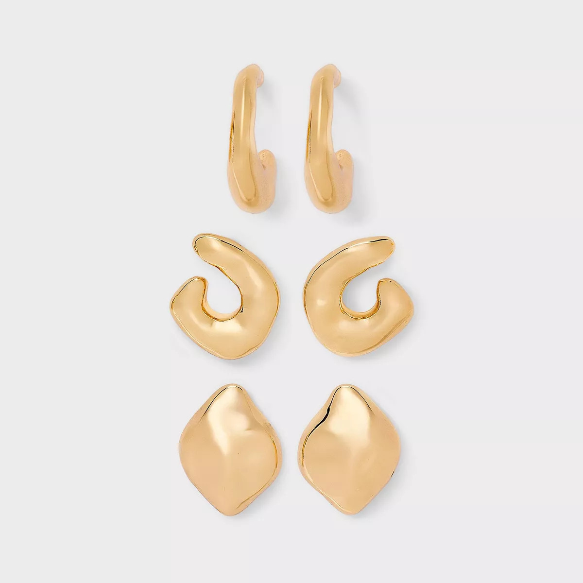 Wavy Stud and Hoop Earring Set 3pc - Universal Thread™ Gold | Target