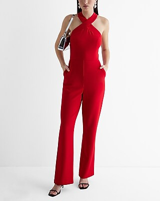 Halter Neck Flare Leg Jumpsuit | Express