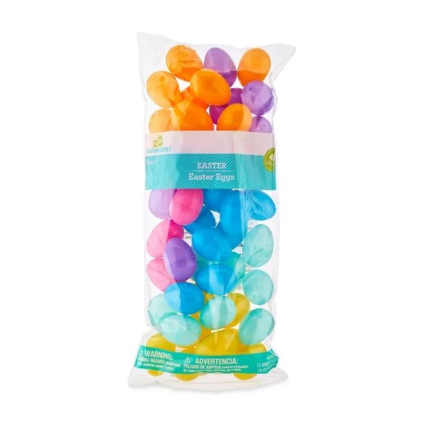 Way to Celebrate Easter 40 MM Bright and Pastel Plastic Easter Eggs, 48 Count | Walmart (US)