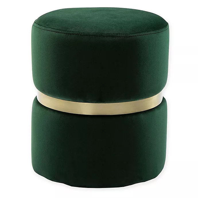 TOV Furniture Yamma Velvet Upholstered Ottoman in Forest Green | Bed Bath & Beyond
