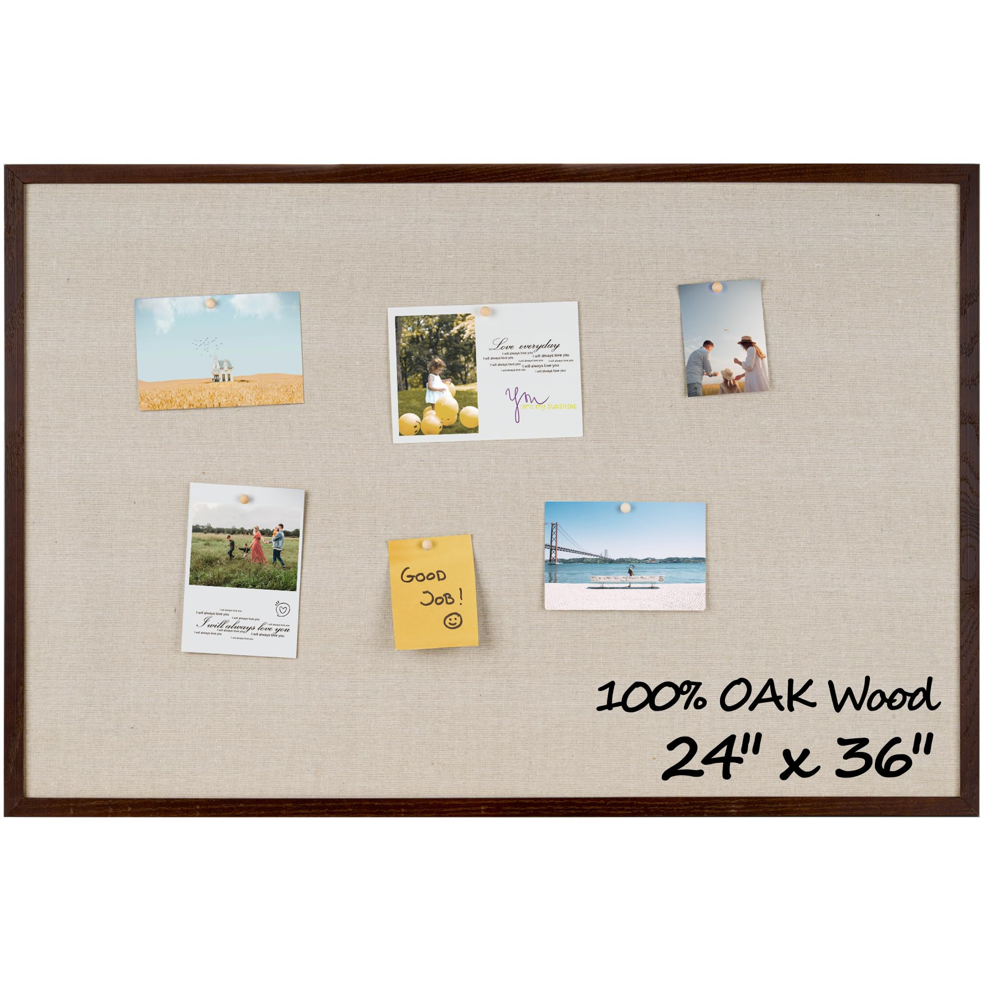 Fun Memories Cork Board Bulletin Board for Office, 24" x 36" Oak Wooden Framed Corkboard, Wall Mo... | Amazon (US)