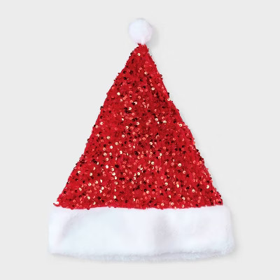 Sequin Christmas Hat - Red | Target