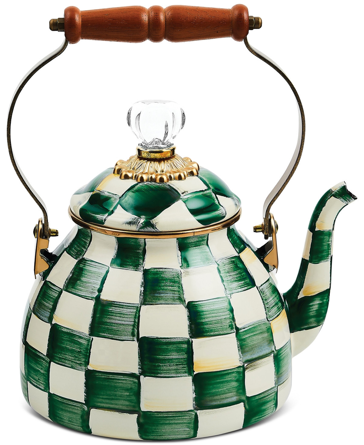 Mackenzie-Childs Emerald Check 2-Qt. Tea Kettle - Emerald | Macy's
