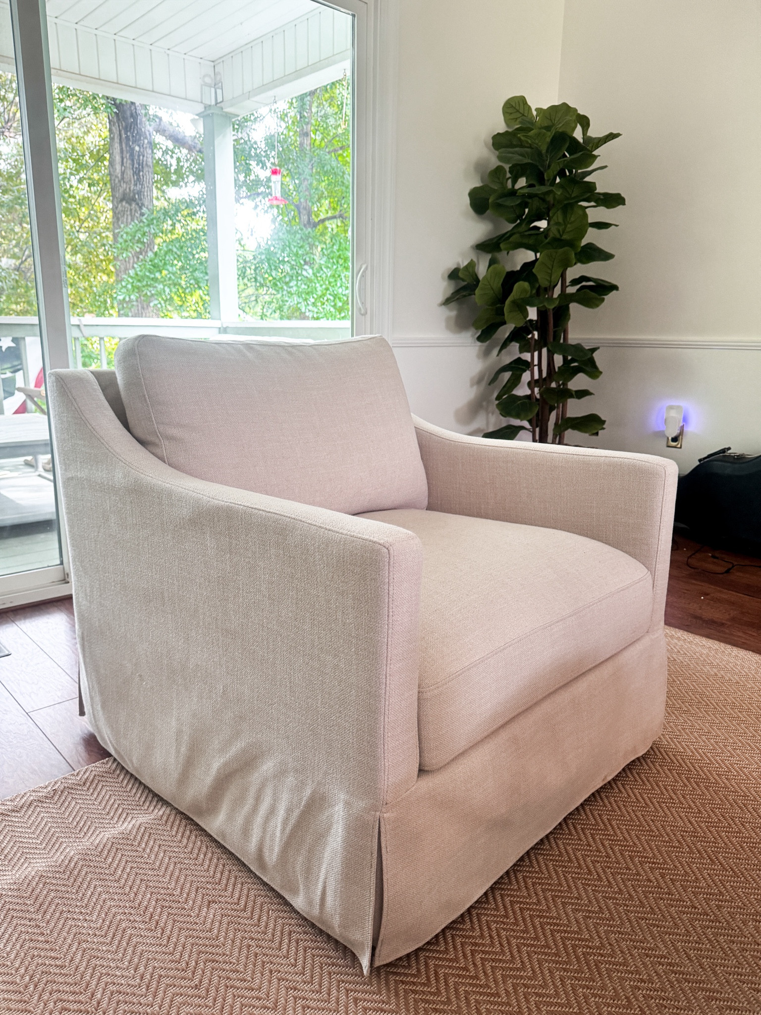 Swivel chair back in stock! Grab it while they are restocked. So impressed with the design AND comfort of this affordable swivel chair. We have the cream color! Indoor/outdoor neutral pattern rug from Amazon linked as well 👍🏻 

#LTKHome