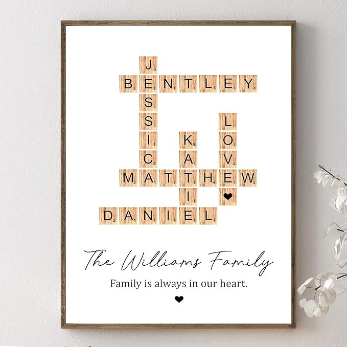 Personalized Family Crossword Scrabble Print, Custom Letter Tile Poster, Personalized Family Name... | Amazon (US)