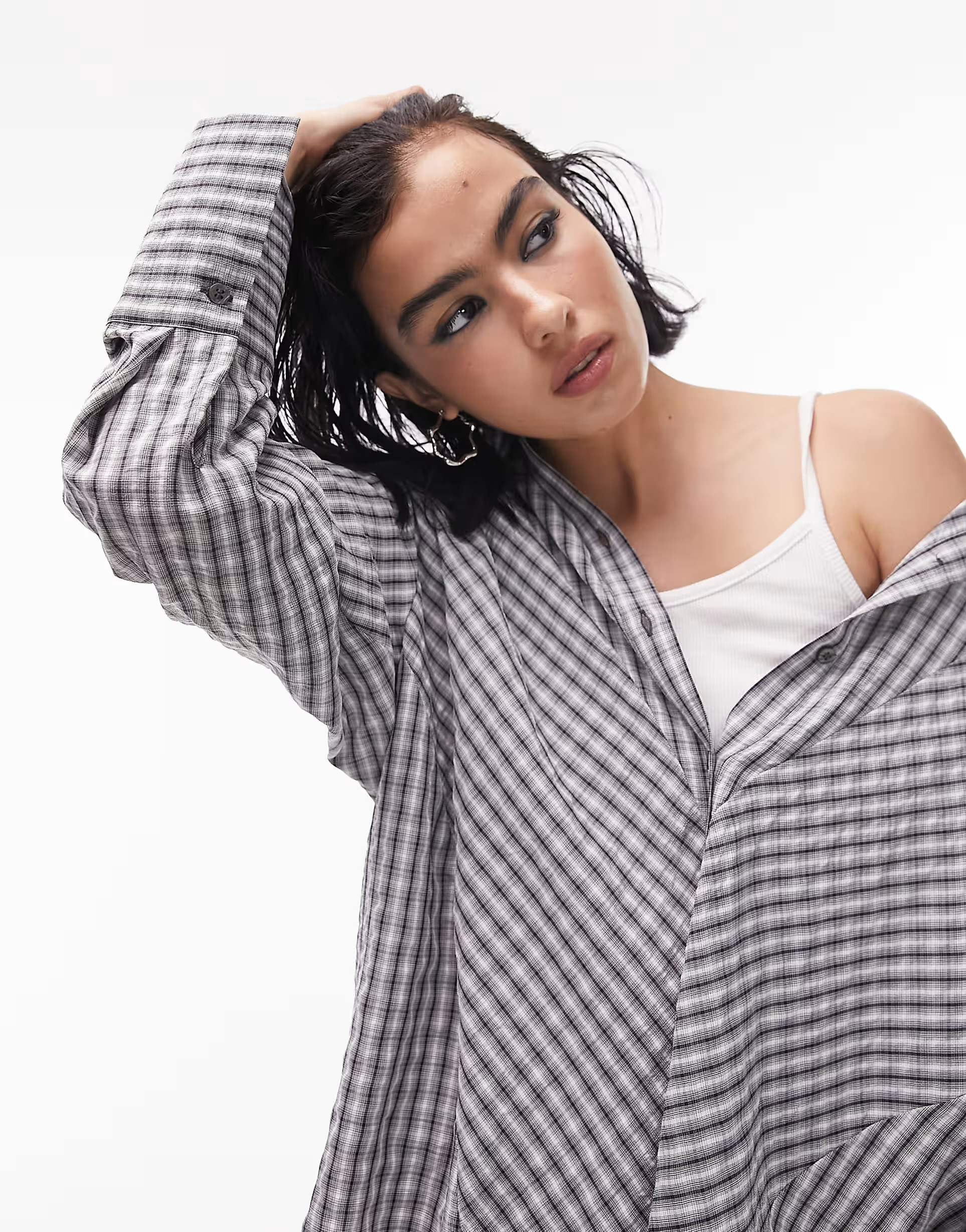 Topshop check shirt in monochrome | ASOS (Global)