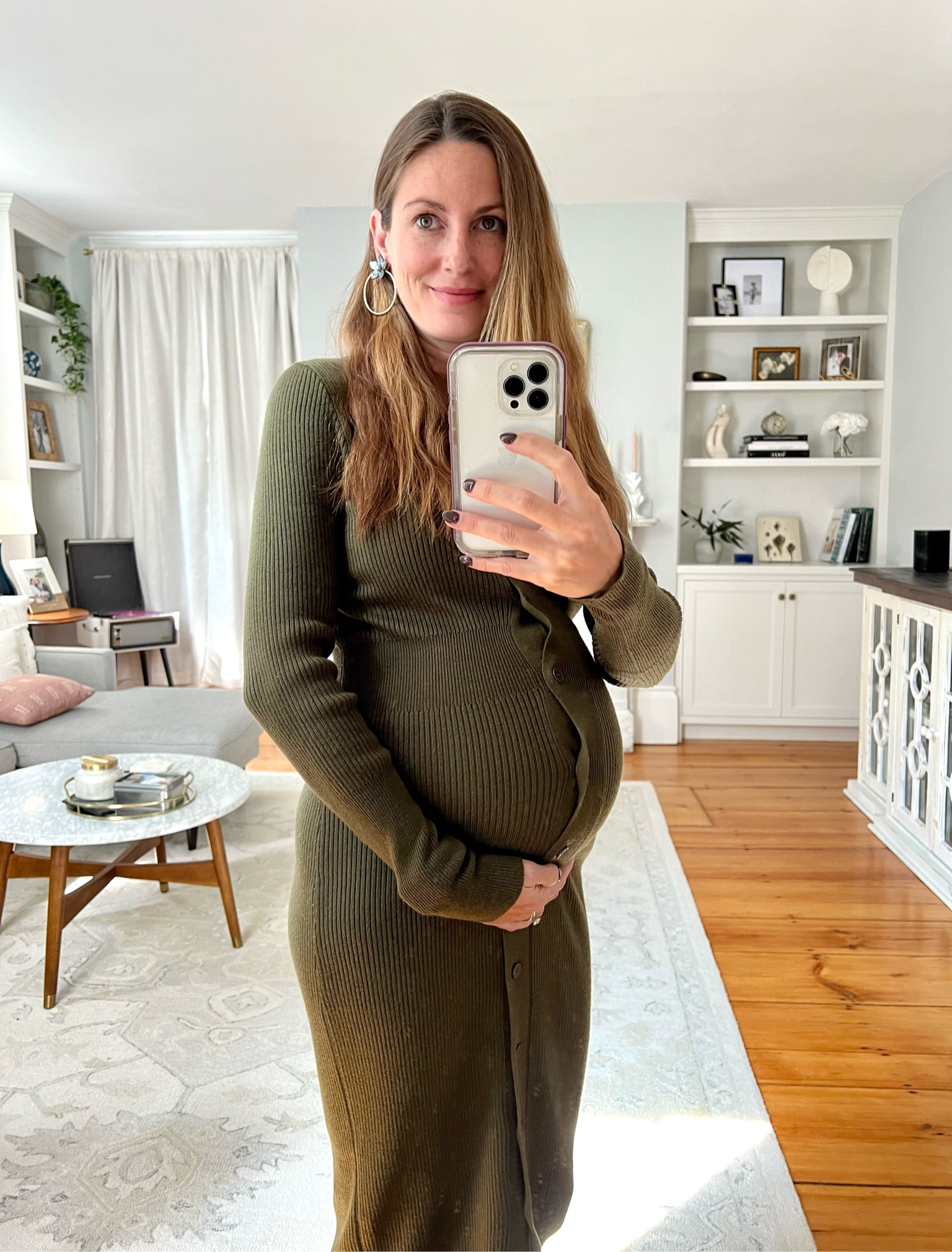 Bump friendly, sweater dress, fall sweater dress, bodycon dress, statement earrings, comes it more colors and runs true to size (though not too tight) wearing my normal size small here and still works with pregnancy 

#LTKfindsunder100 #LTKbump #LTKworkwear