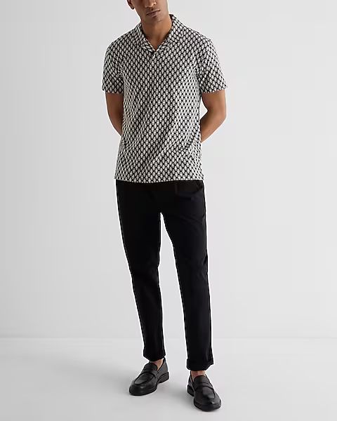 Relaxed Geo Print Cotton-Blend Polo | Express