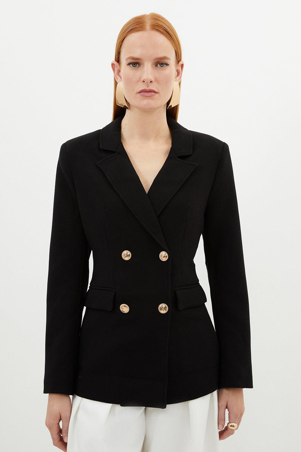 Petite Compact Essential Tailored Double Breasted Blazer | Karen Millen US