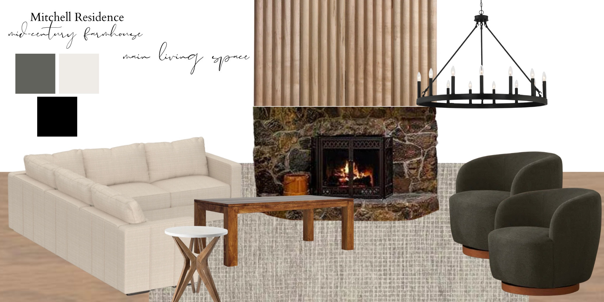 Midcentury Modern 🤝 Farmhouse 
.
Warm living room furniture 