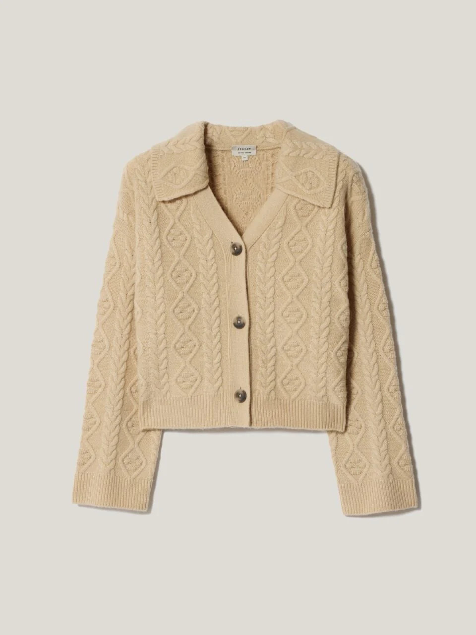 Wool Cashmere Cable Cardigan | Cream | Jigsaw (UK)