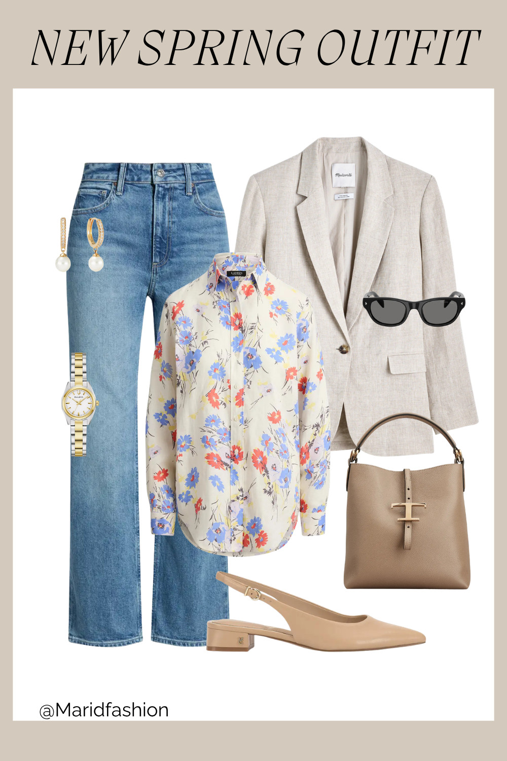Spring styling simplified. This effortless look features a Floral Linen Shirt paired with Straight Leg Jeans and a Mercer Relaxed Blazer for the perfect polished-yet-casual vibe. Ideal for brunch or a day of meetings. 
#SpringOutfit #FloralPrint #LinenShirt #DenimStyle #BlazerOutfit #LTKSeasonal #SpringStyle #OOTD #SmartCasual #EffortlessStyle #LTKStyleTip 

 #LTKootd #LTKSeasonal #LTKPetite
