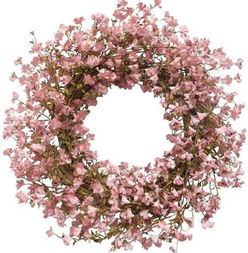 egolot 22 Inch Pink Forsythia Flower Front Door Wreath, Spring, Autumn, Valentine's Day Decor | Amazon (US)