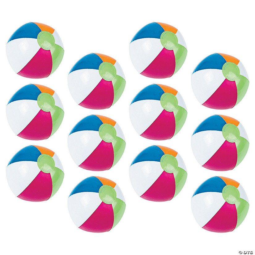 Inflatable 10" Bright Spring Medium Beach Balls - 12 Pc. | Oriental Trading Company