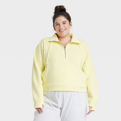 Women's Fleece Half Zip Pullover - All In Motion™ Yellow XXL | Target