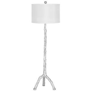 Branch 58 in. Silver Nature Floor Lamp with White Shade | The Home Depot
